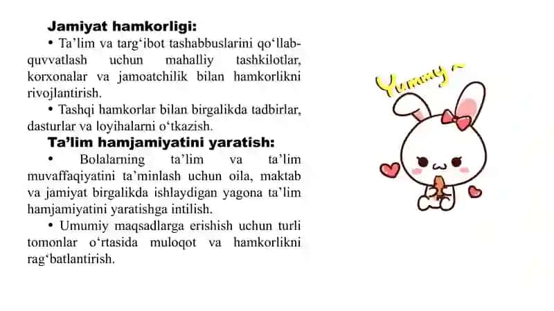 Oila pedagogikasi  fanidan Bola tarbiyasida oila, mahalla va maktab hamkorligi. 4