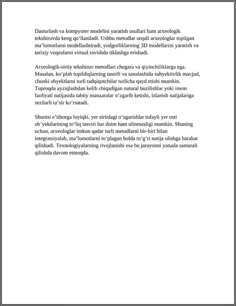 ARXEOLOGIK TADQIQOT TURLARI VA SANALASHTIRISH MUAMMOLARI 4