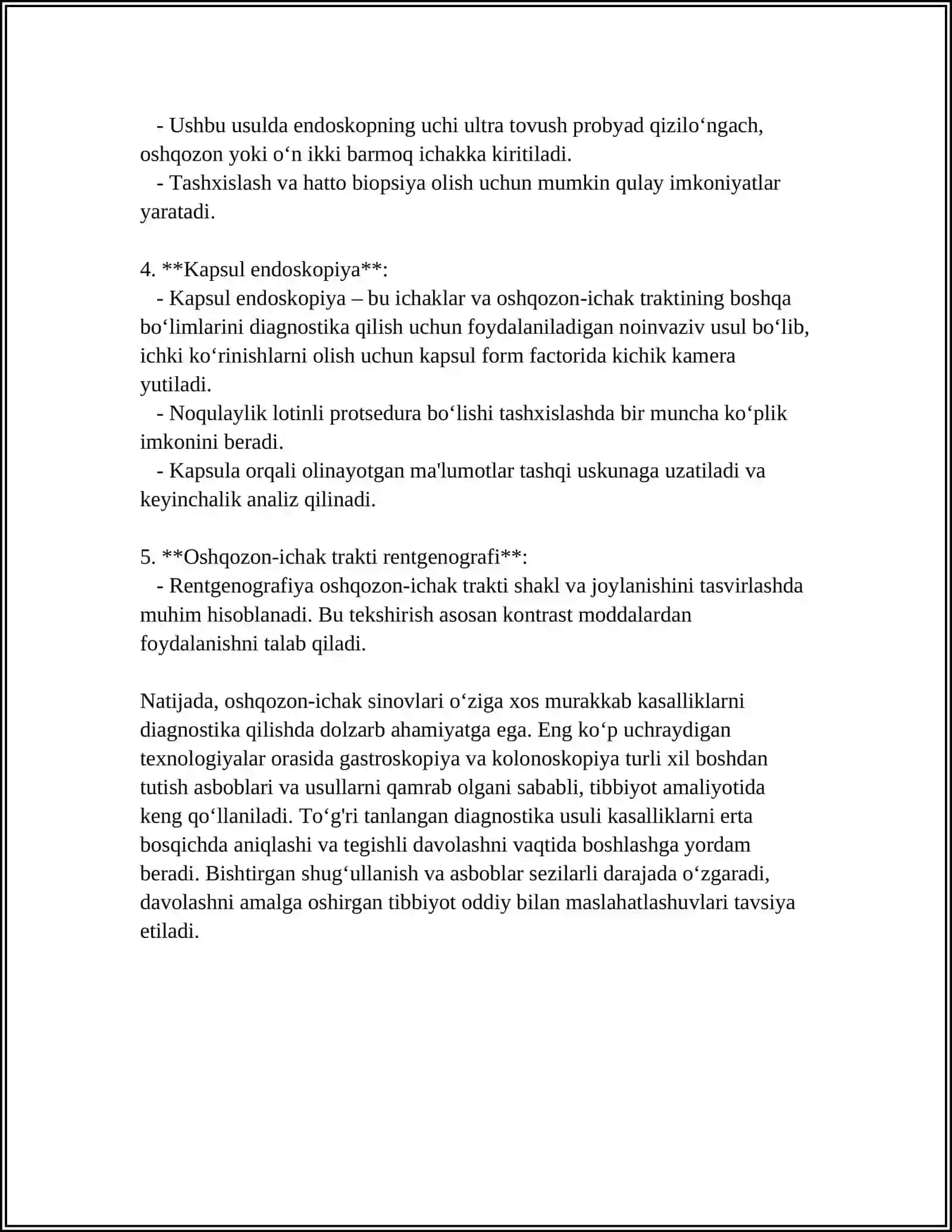 OSHQAZON ICHAK SINAMALARI VA ULARNI KLINIKADA QOʻLLANILISHI 4