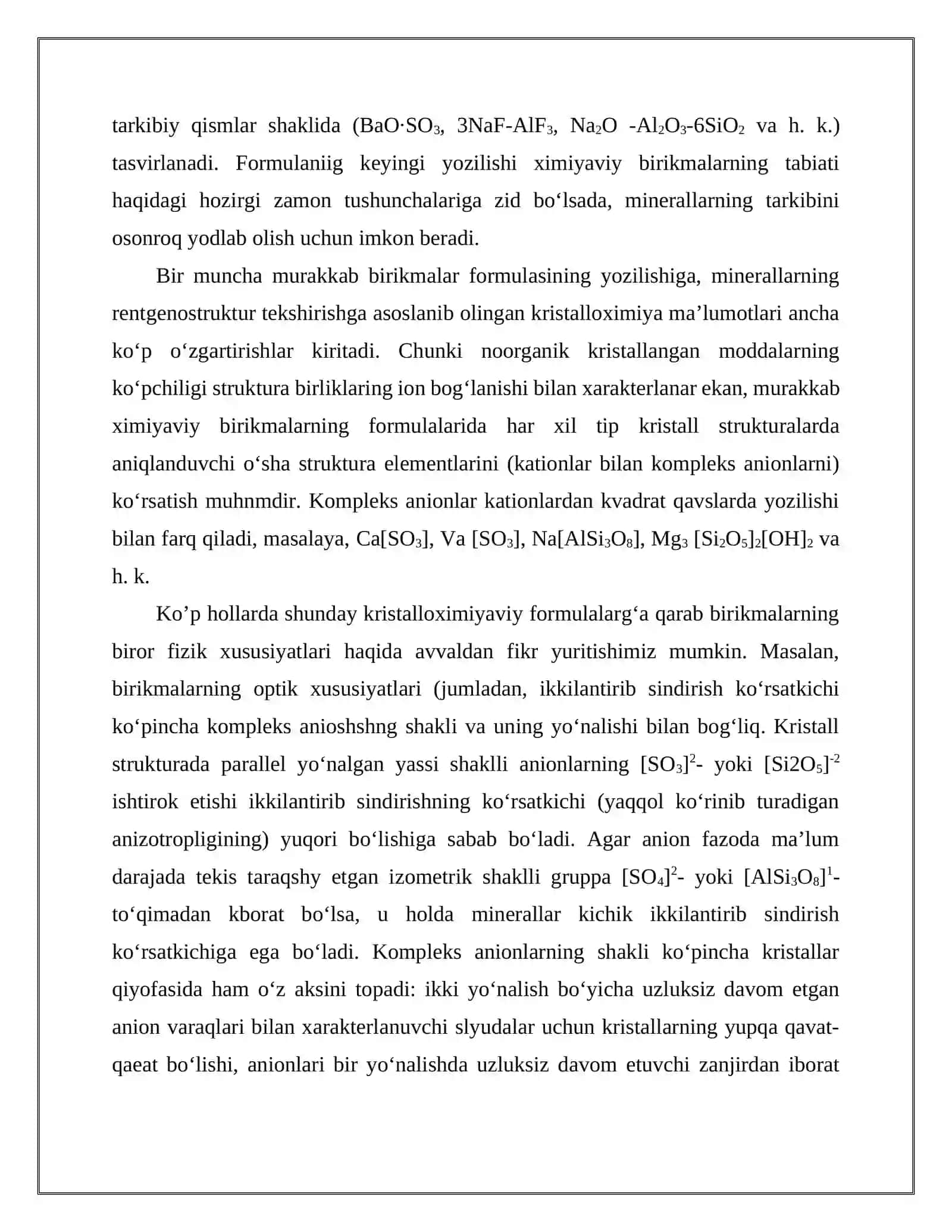 Minerallarning kimyoviy xarakteristikasi va formulasi 4