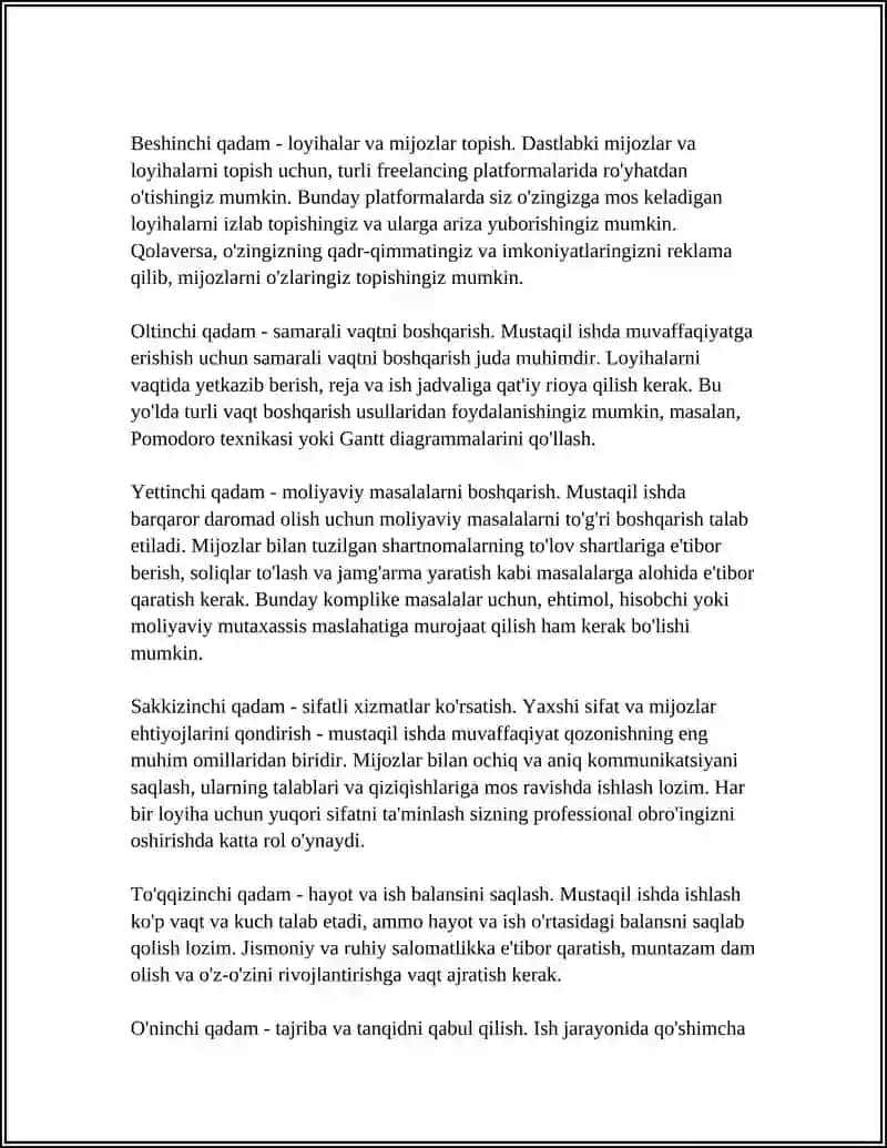 MUSTAQIL ISH 4