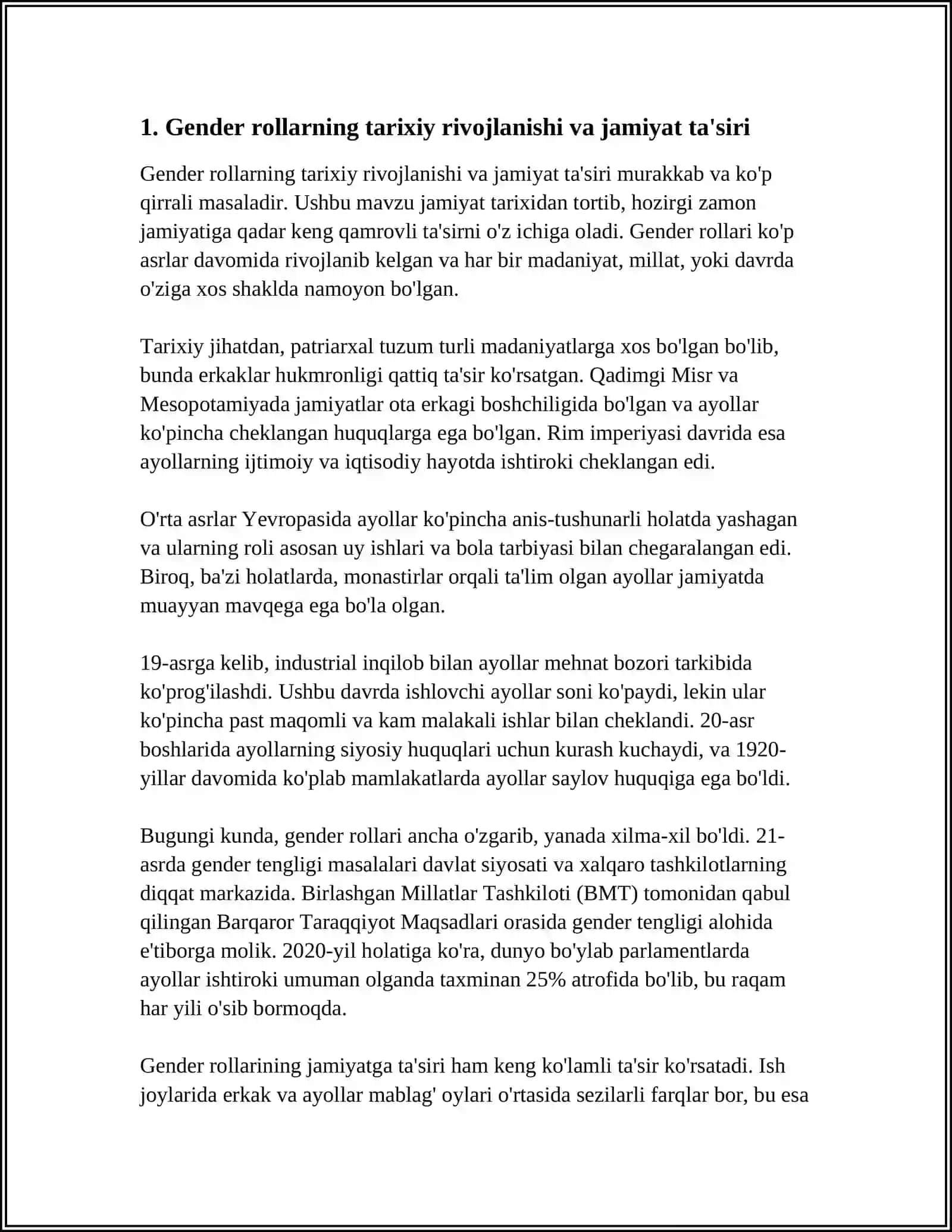 JAMIYAT TOMONIDAN GENDER ROLLARGA XOS XUSUSIYATLARNI OZGARIB BORISHI 4