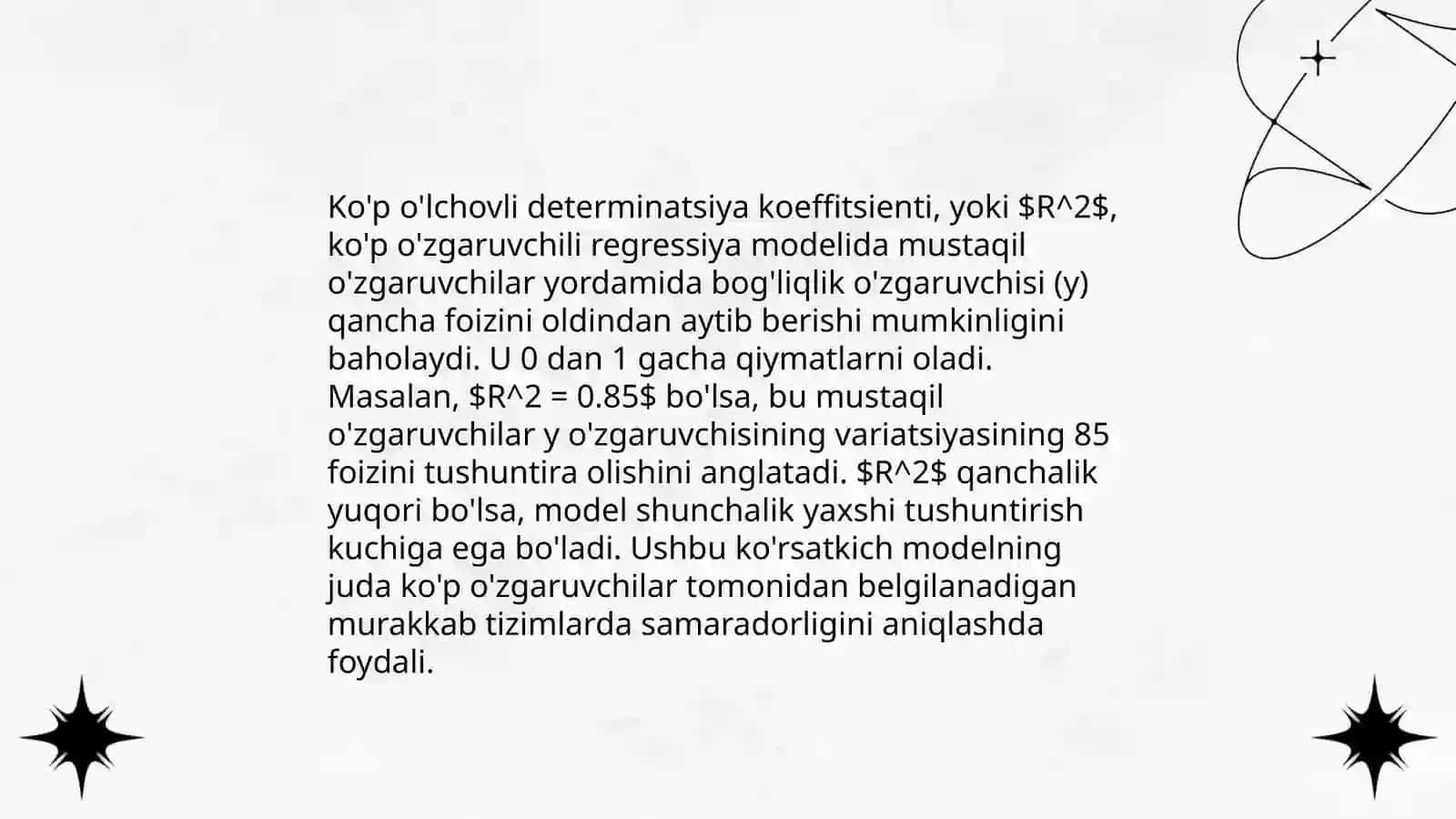 Ko'p o'lchovli korrelyatsiya va determinatsiya ko'rsatkichlari 4