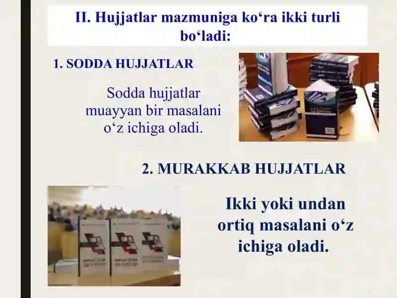 Hujjat turlari va ularning zaruriy qismlari slayd ppt 4