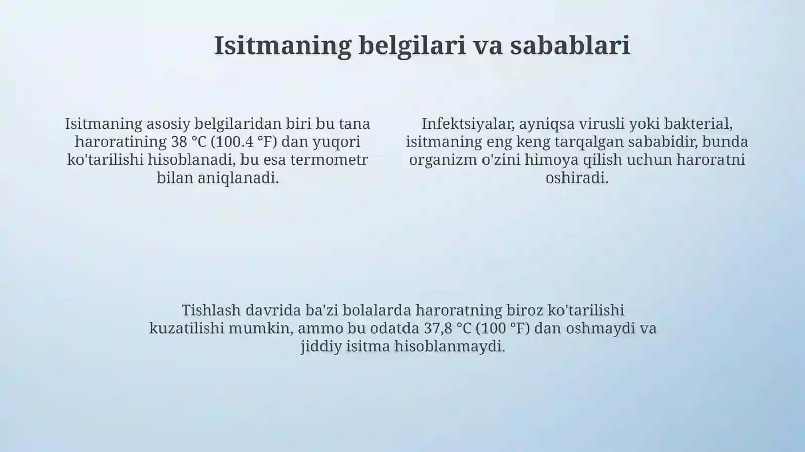 Isitmaturlari.Isitmalayotganbolaniparvarishlash(Isitmalayotganbolagayordamko'rsatish) 4