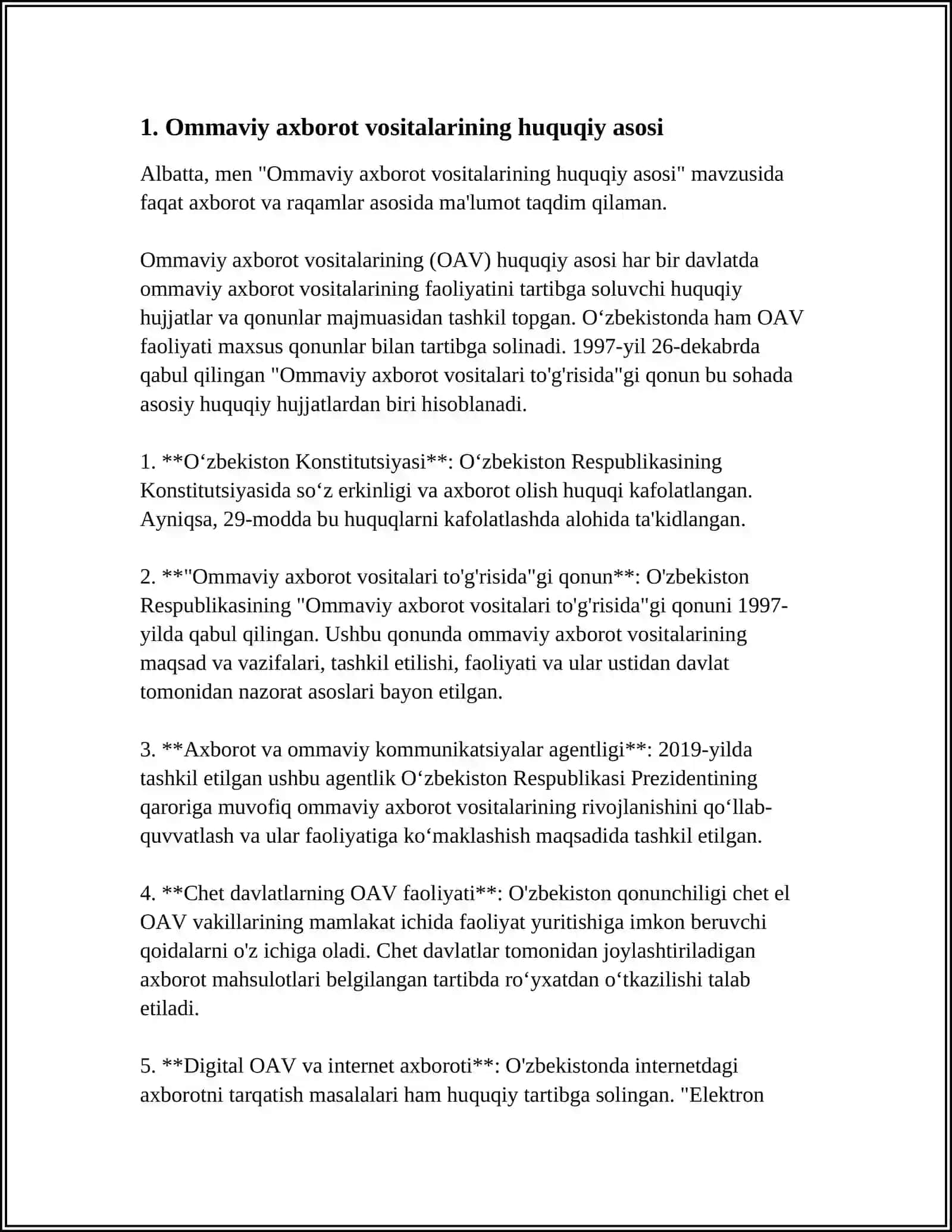 Ommaviy axborot vositalarining faoliyati 4