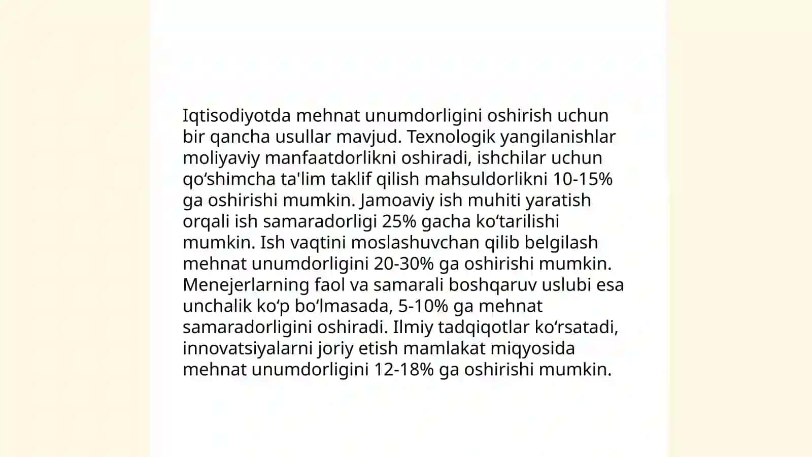 Mehnat unumdorligi- iqtisodiy oʻsish omili sifatida 4