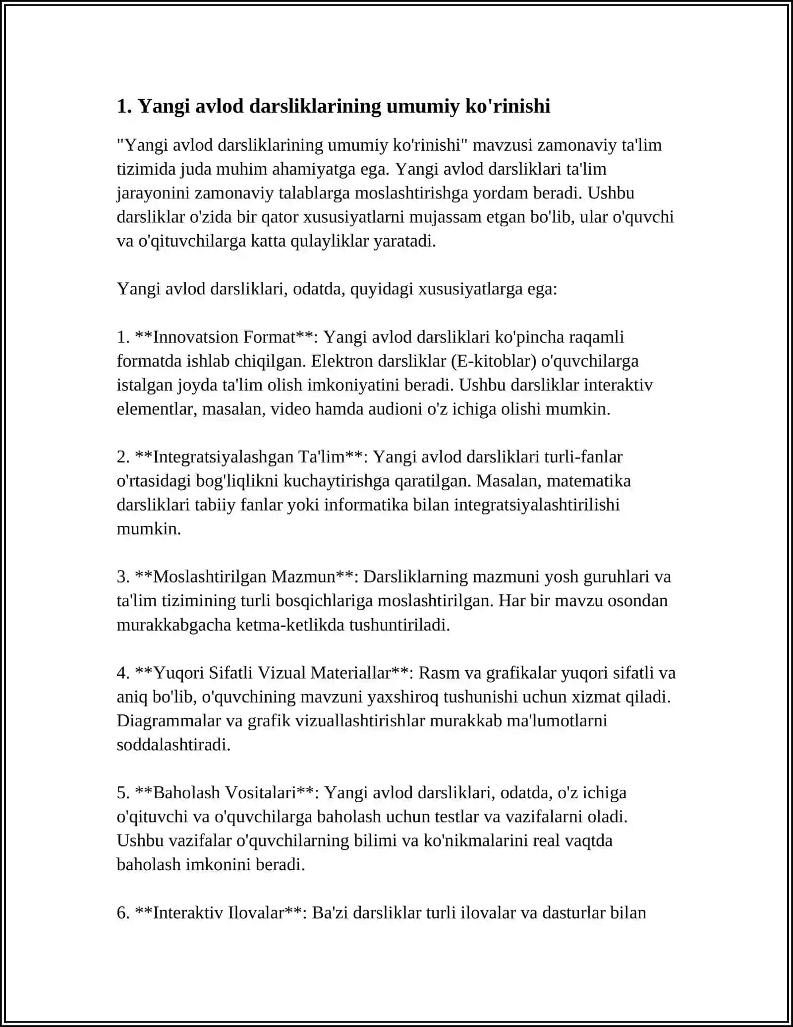 YANGI AVLOD DARSLIKLARINI YARATISHGA QO’YILADIGAN TALABLAR. DARSLIKDAGI O’QUV MATERIALLARINI TIZIMLASHTIRISH TAMOYILLARI 4