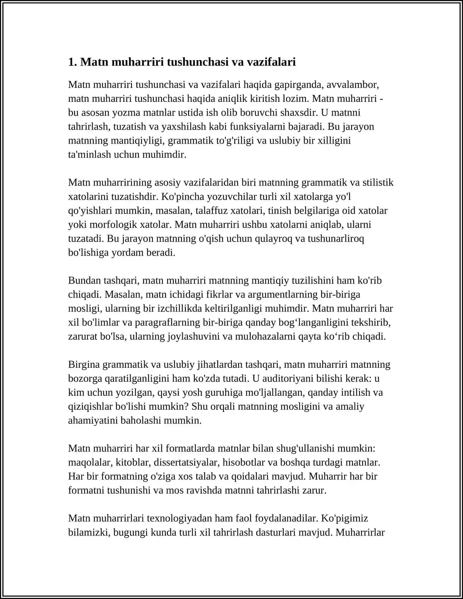 MICROSOFT WORD DASTURIDA ISHLASH KOʻNIKMALARI 4