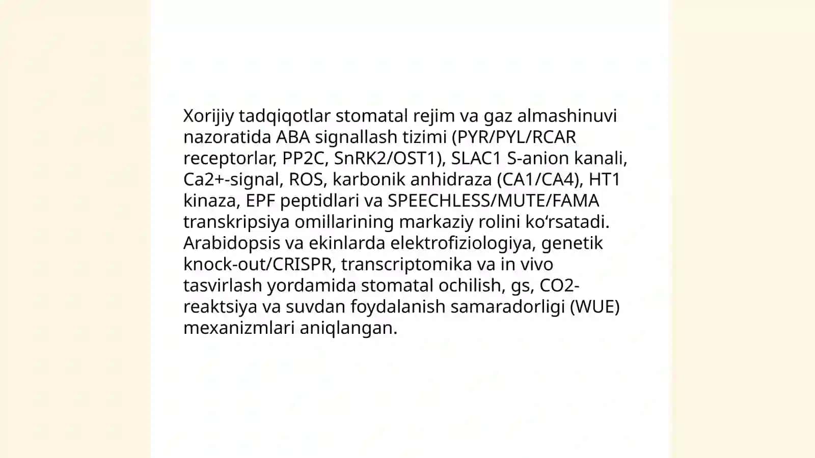 O'simliklar fiziologiyasi yuzasidan chet el ilmiy tadqiqotlar va ular haqida ilmiy maqolalarni tahlil etish 4