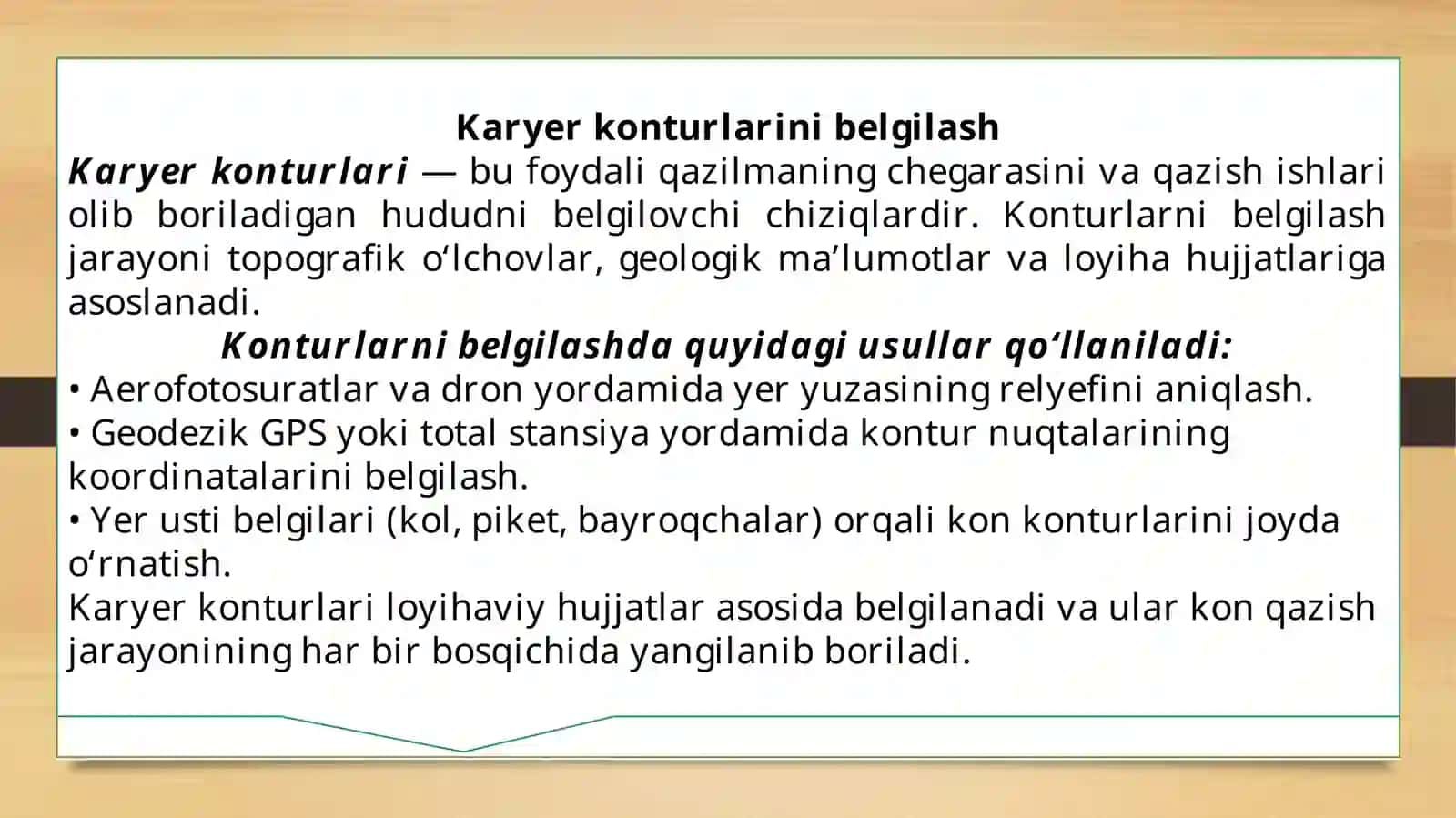 Konni loyihalashda geodeziya va marksheyderlik ishlari 4
