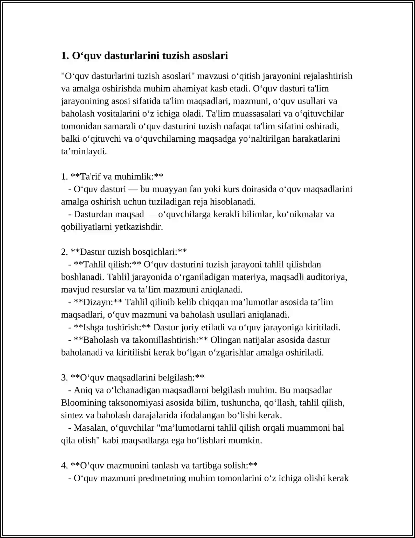 UZLUKSIZ TAʼLIMNING ONA TILI OʻQITISH METODIKASI FANIDAN DARSLIKLARNI TUZILISHI VA MAZMUNI 4