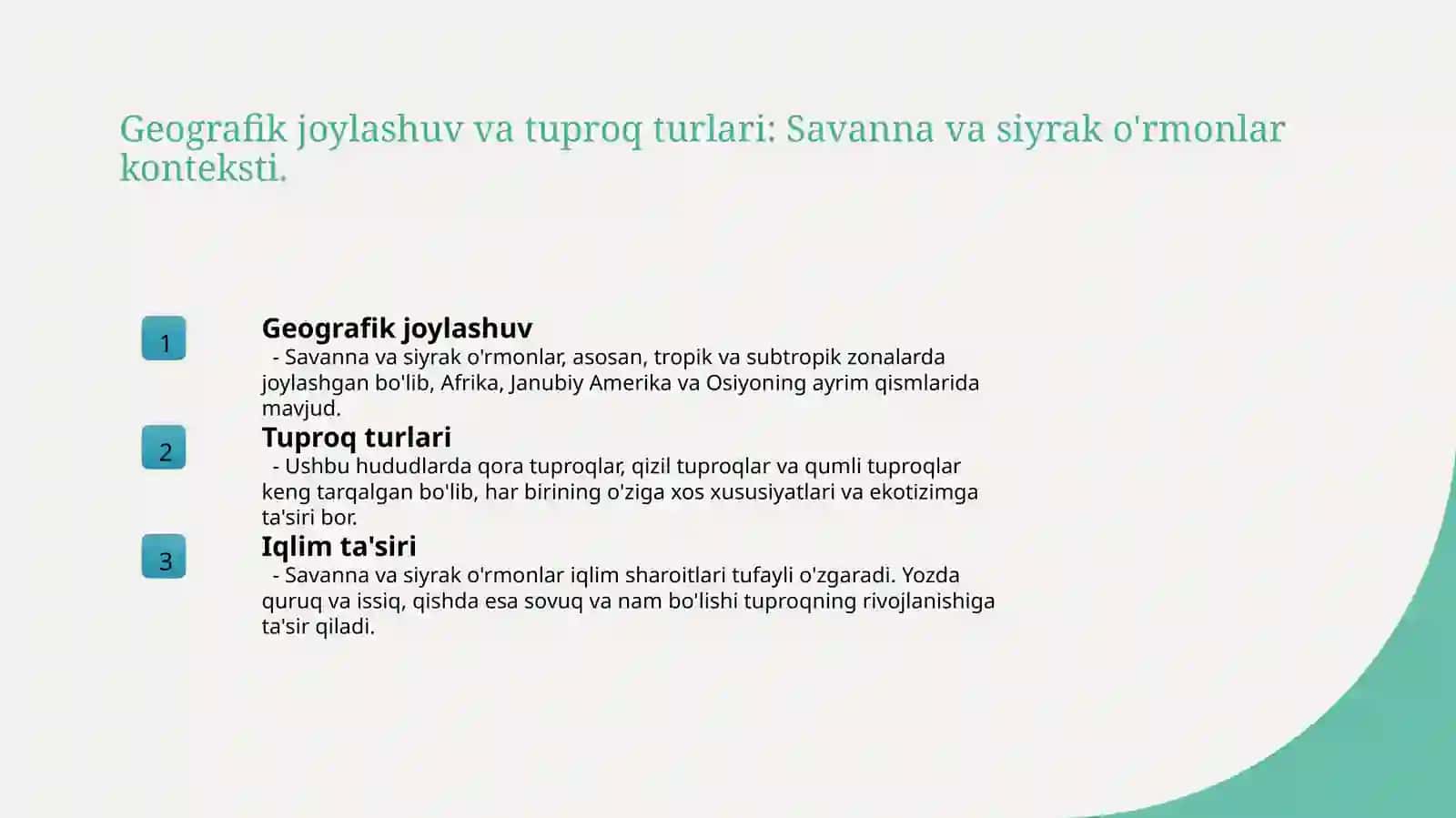 Savanna va siyrak o'rmonlar tabiat zonasi tuproqlari 4