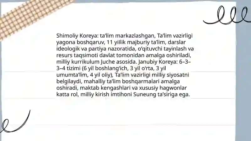 SHIMOLIY VA JANUBIY KAREYADAGI TA'LIM TIZIMI VA UNDAGI MUAMMOLAR 4