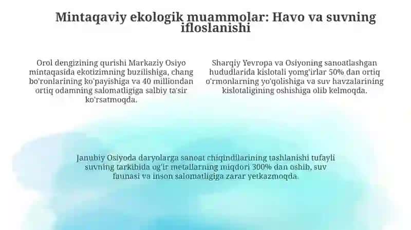 Global, mintaqaviy hamda mahalliy miqyosdagi ekologik muammolar 4