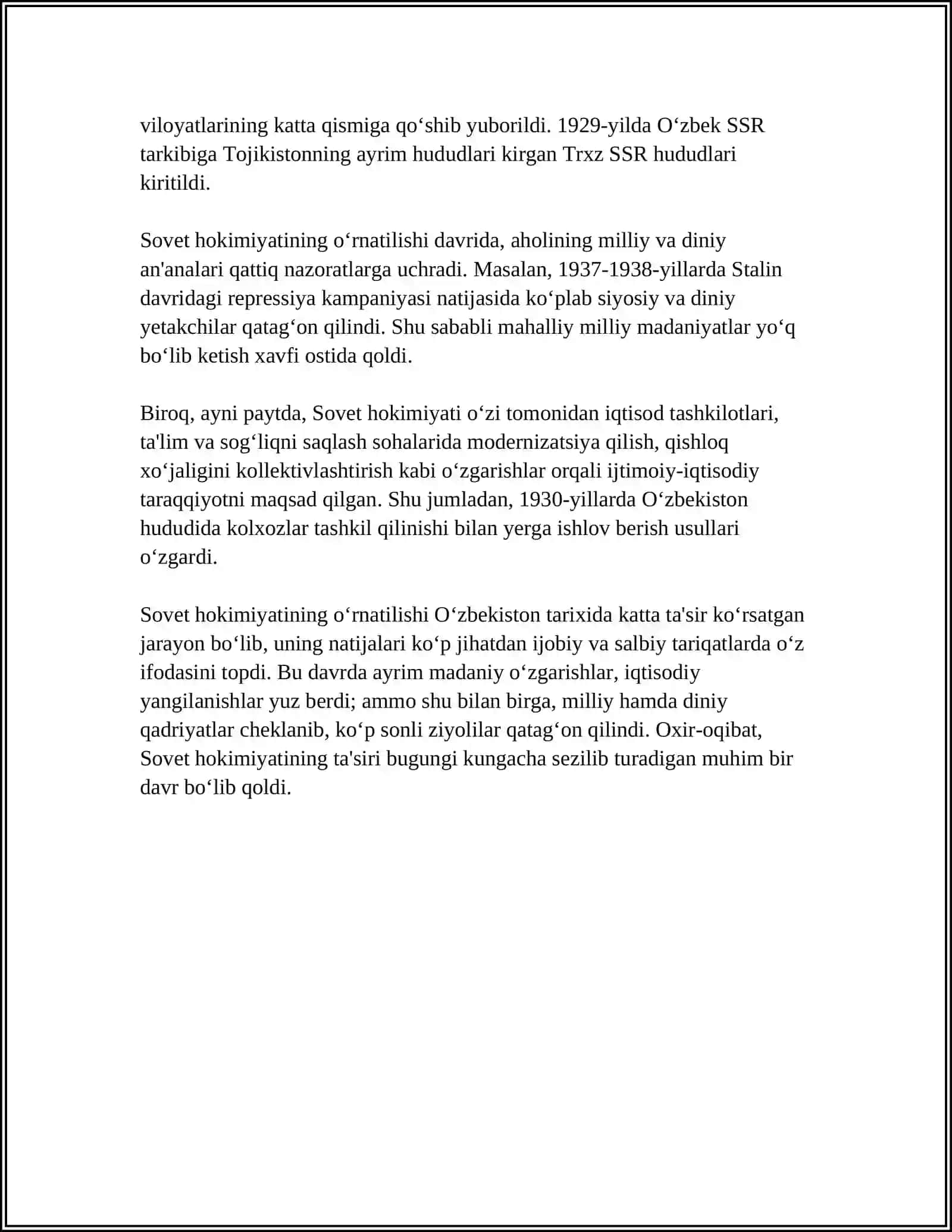 O‘ZBEKISTONDA SOVETLAR HOKIMYATINING O‘RNATILISHI, DAVLAT VA HUQUQDA YUZ BERGAN O‘ZGARISHLAR 4
