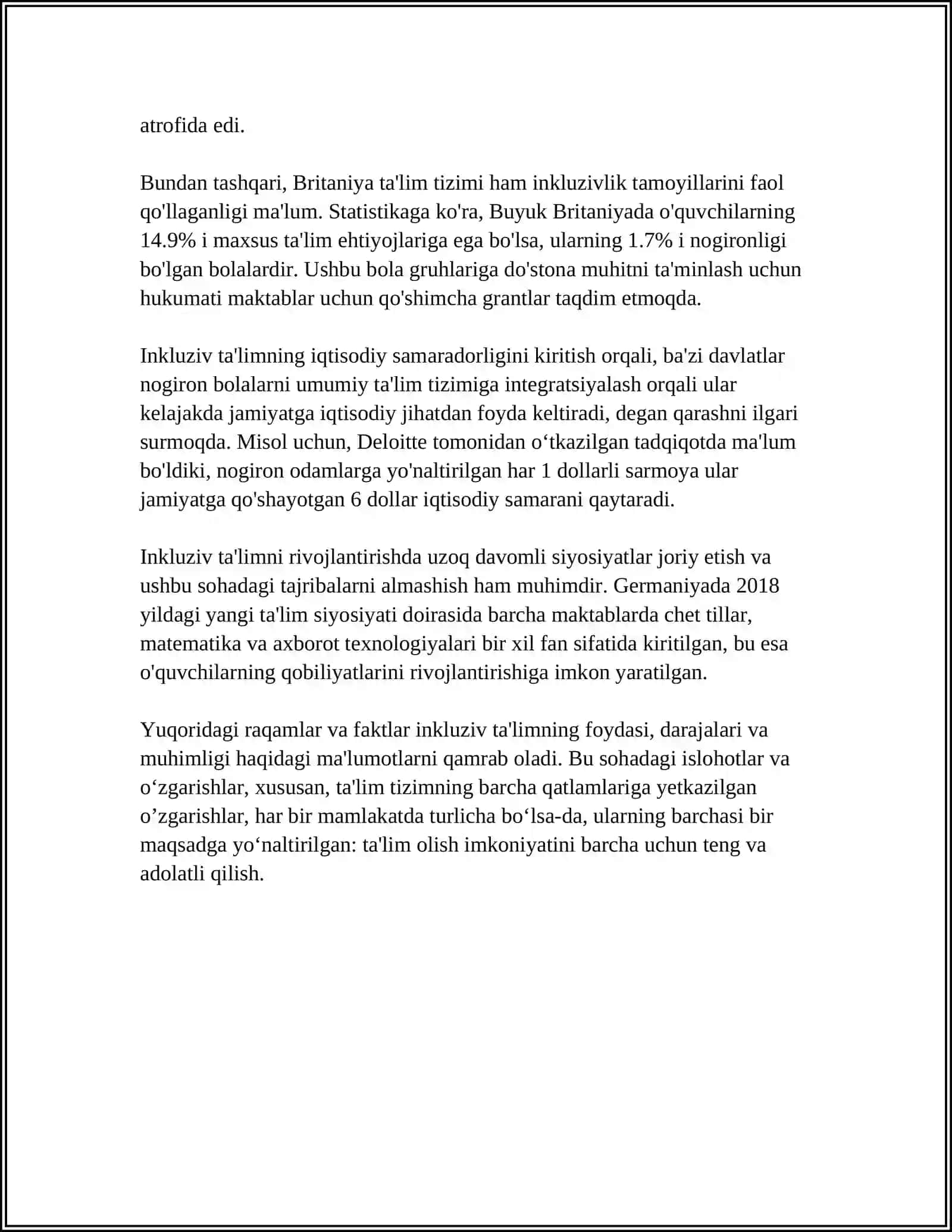 CHET ELDA ALOHIDA TALIM EHTIYOJLARI BO'LGAN BOLALARNING INKLYUZIV TALIMI 4