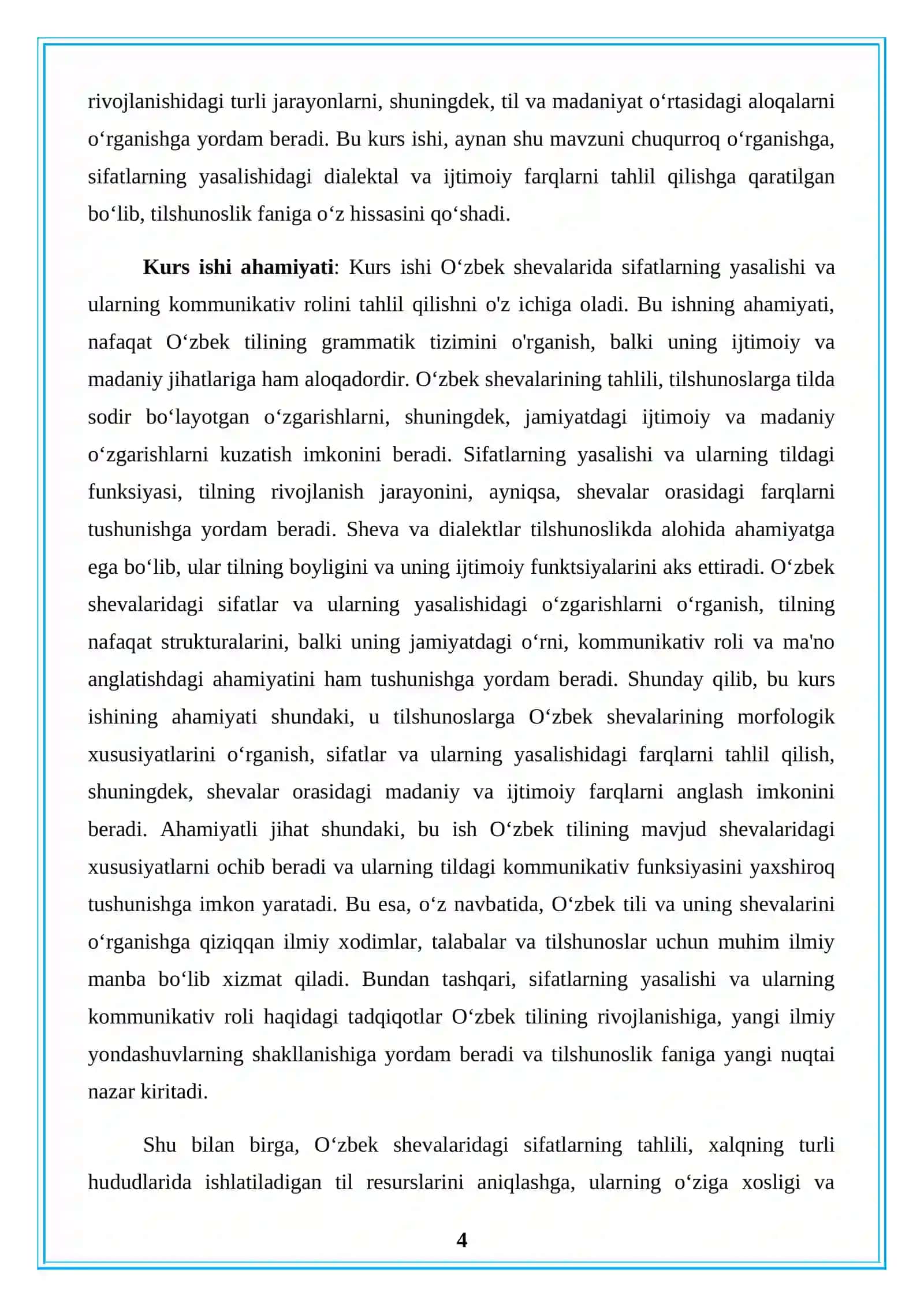 Oʻzbek shevalarida sifat va uning yasalishi 4