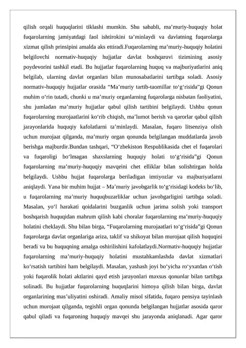 O‘zbekiston Respublikasi fuqarolarining ma’muriy-huquqiy holati tushunchasi 4