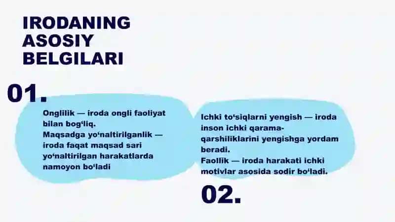 Iroda va irodaviy sifatlar 4
