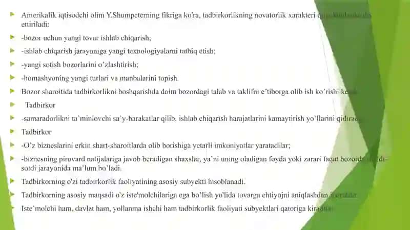Kichik biznes va tadbirkorlikning mohiyati va mazmuni 4