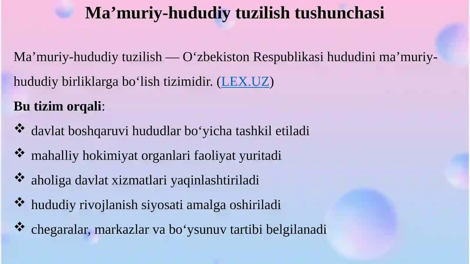 O‘zbekistonning ma’muriy-hududiy tuzilishi va ma’muriy-hududiy birliklar 4