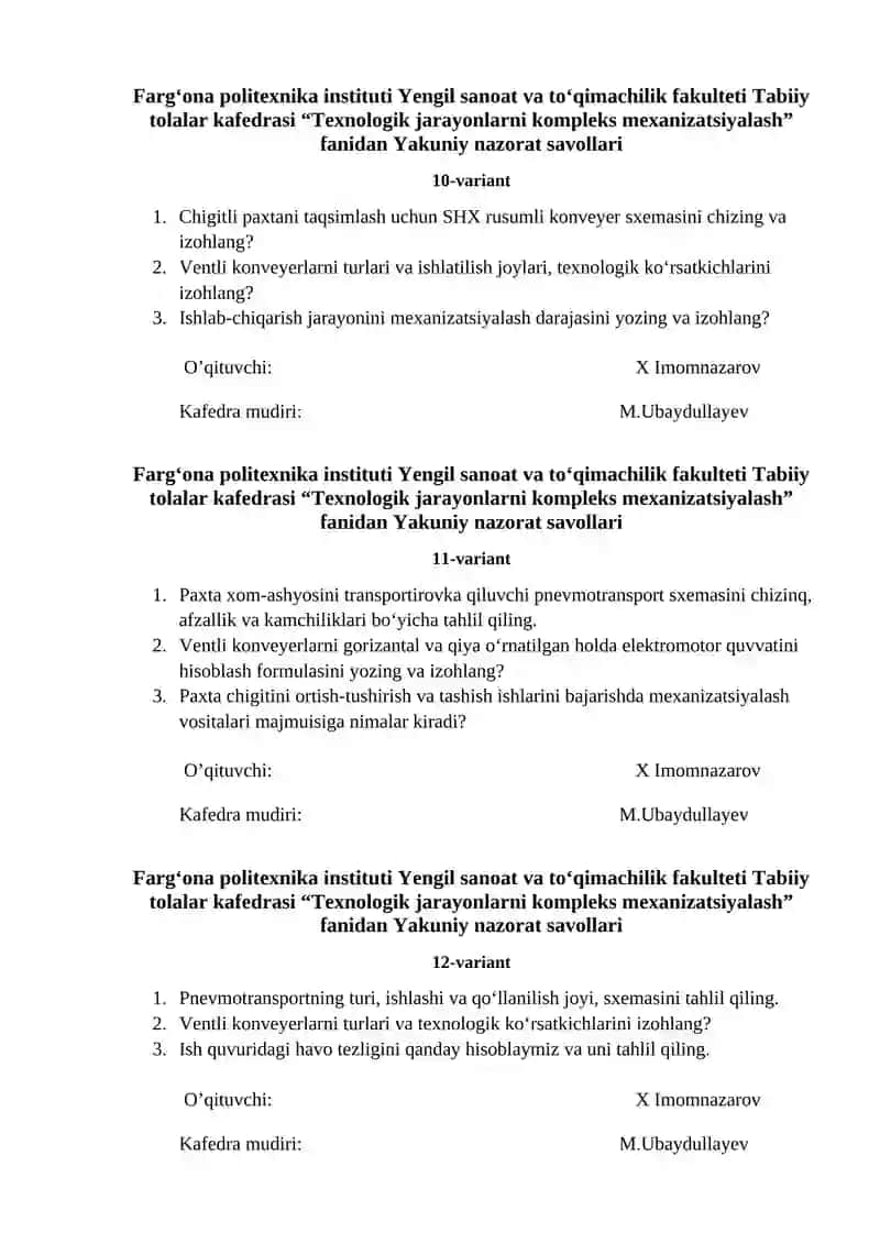 Tеxnologik jarayonlarni komplеks mеxanizatsiyalash 4