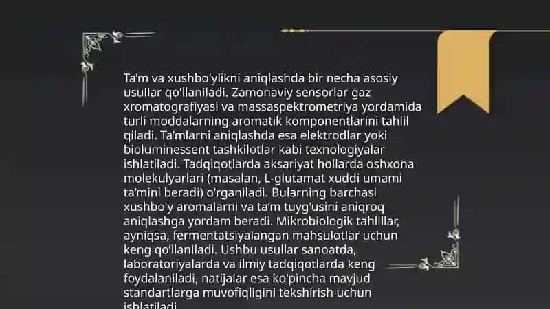 Oziq-Ovqat Mahsulotlarini Organoleptik Baholash Jarayoni 4