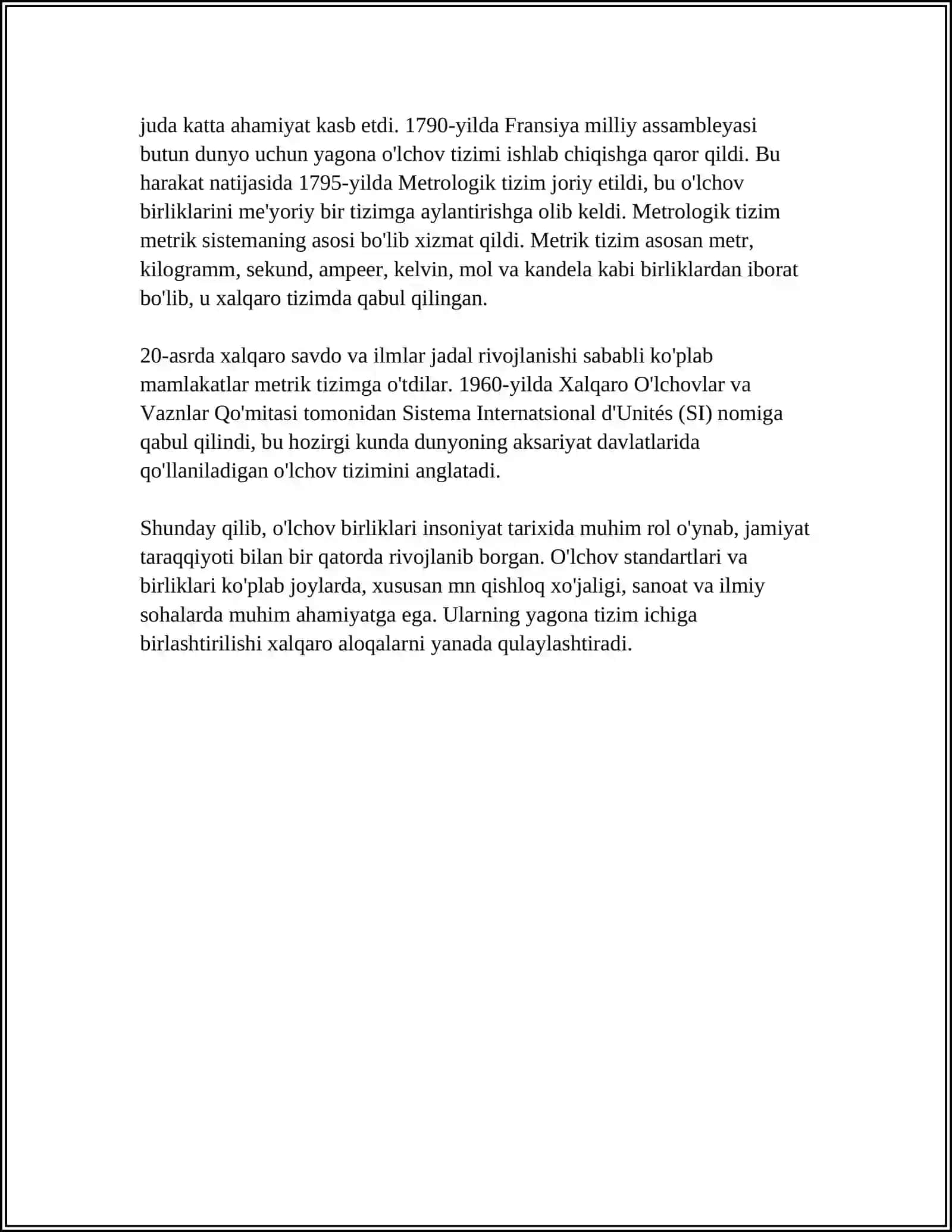 "MARKAZIY OSIYODAGI QADIMIY O'LCHOVLAR VA OʻLCHASH BIRLIKLARI" 4