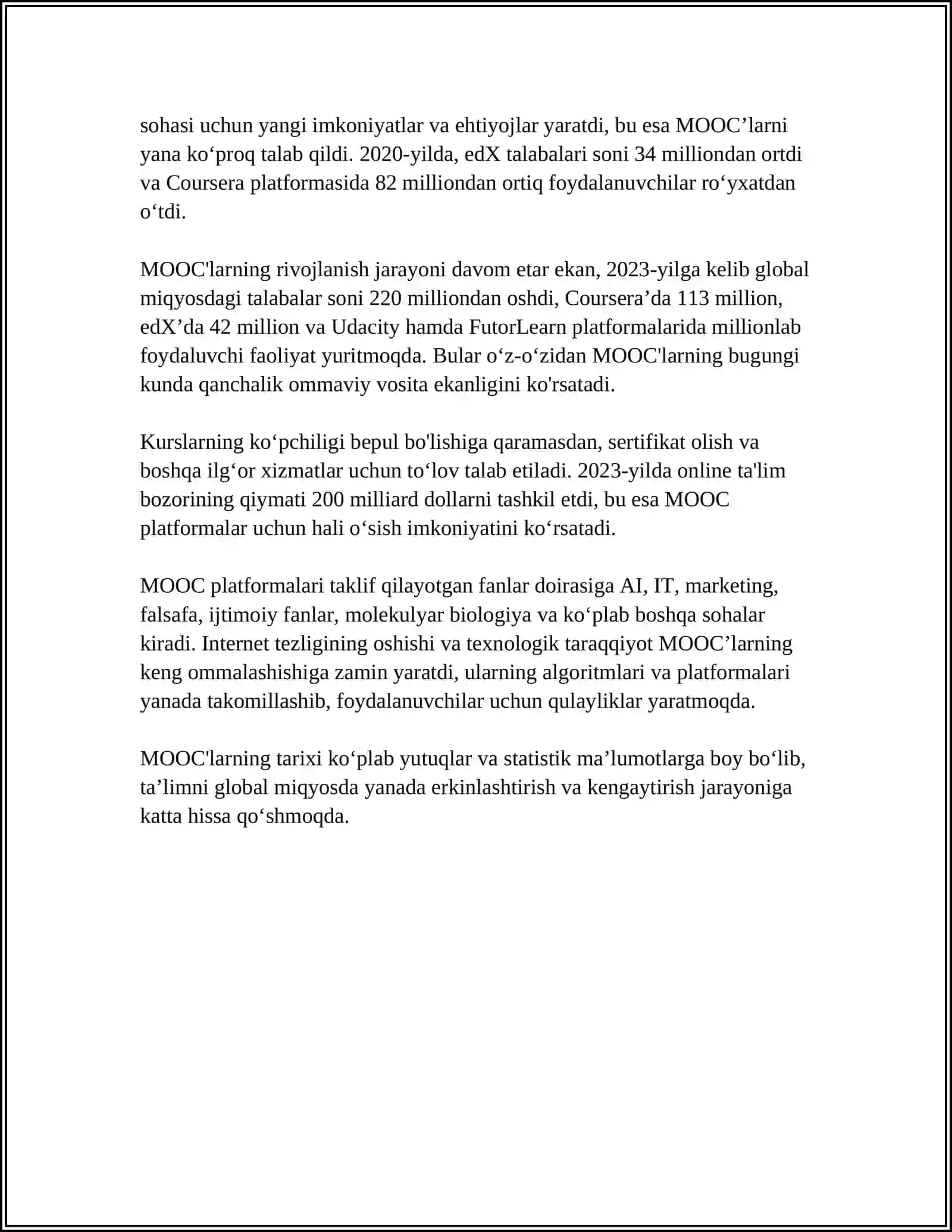 Ommaviy Ochiq Onlayn Kurslar (MOOC) 4