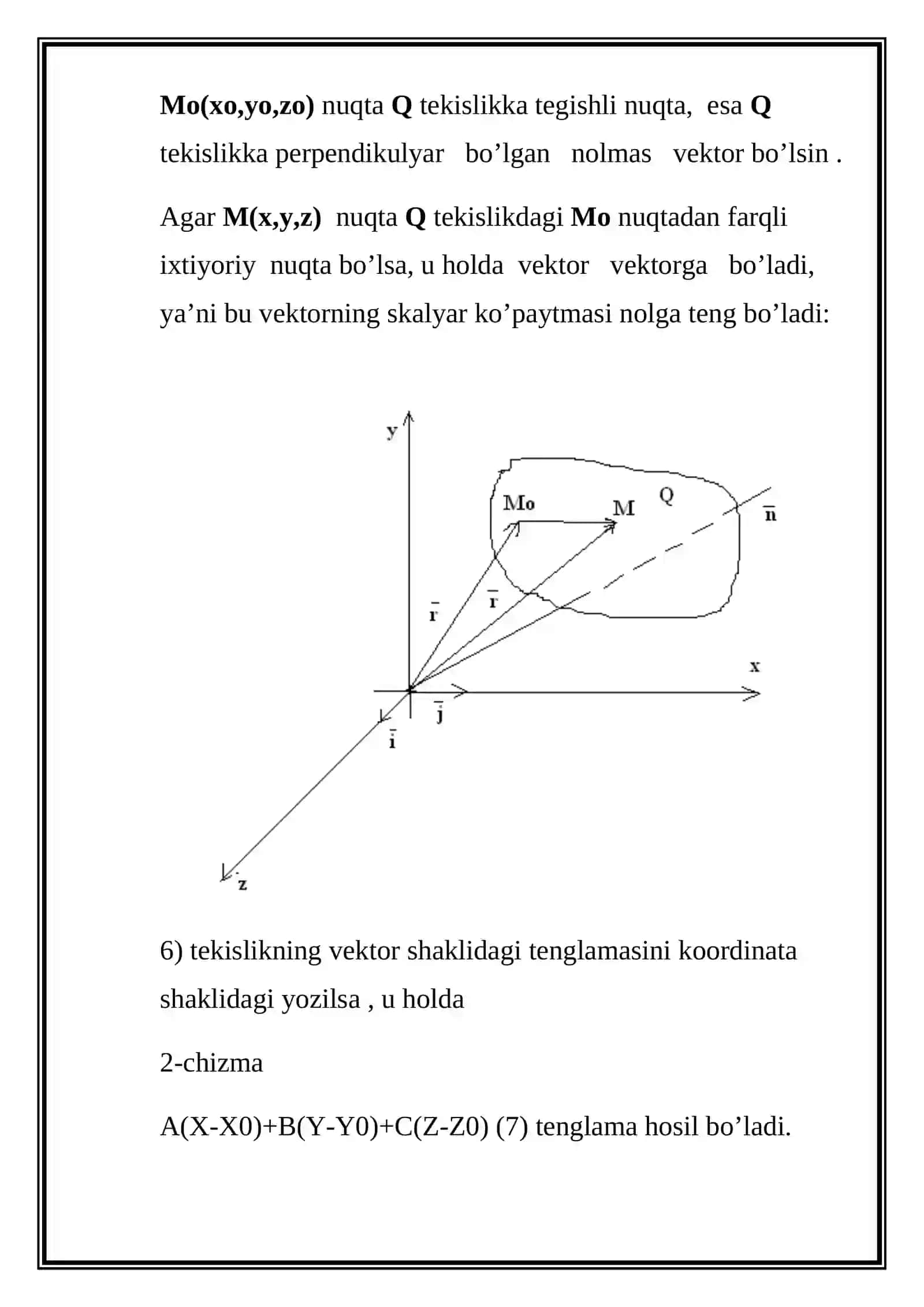 FAZODA TEKISLIKNING TENGLAMALARI MASALARI 4