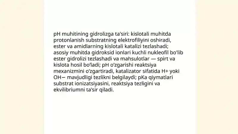 Gidrolizga tasir etuvchi omillar 4
