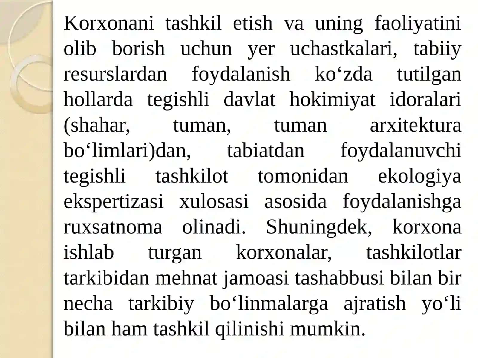 Korxonani tashkil qilish va uning faoliyatini to’xtatish 4