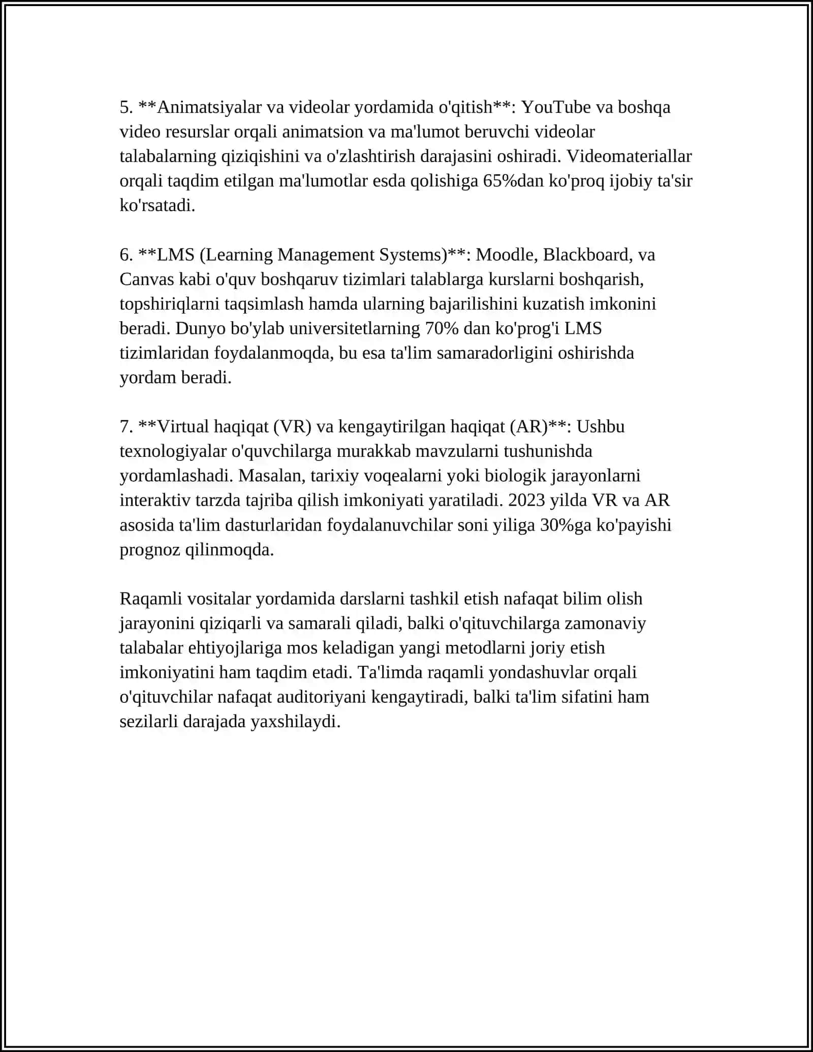 INFORMATIKA DARSLARIDA ZAMONAVIY PEDAGOGIC TEXNOLOGIYALARDAN FOYDALANISH 4