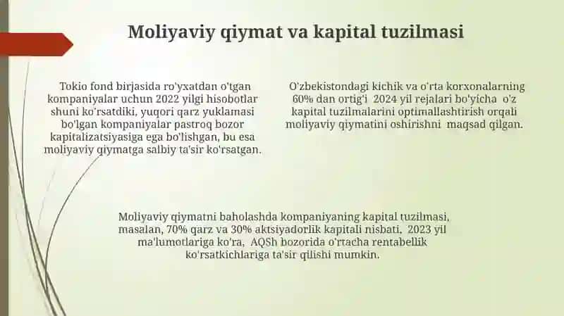 Moliyaviy qarorlar va kapital tuzilmasi 4