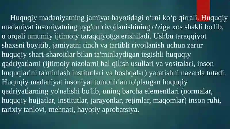 Huquqiymadaniyatning tuzilishi 4