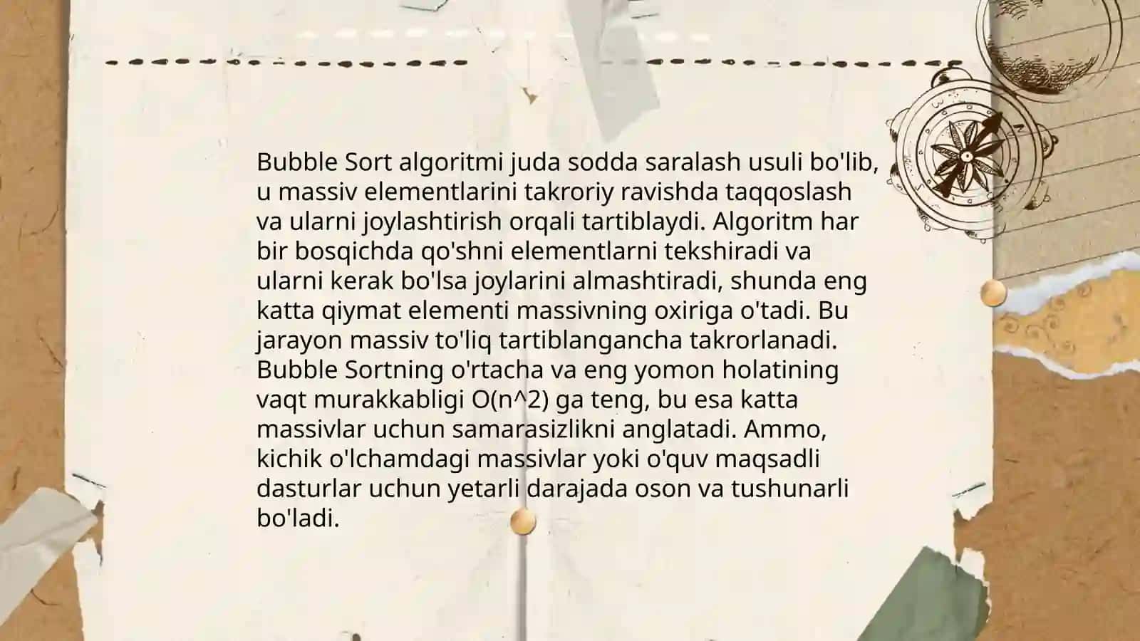 Saralash algoritmlari(Bubble sort, Merge sort,Insertion sort), dasturlari va ishlash algoritmlari 4