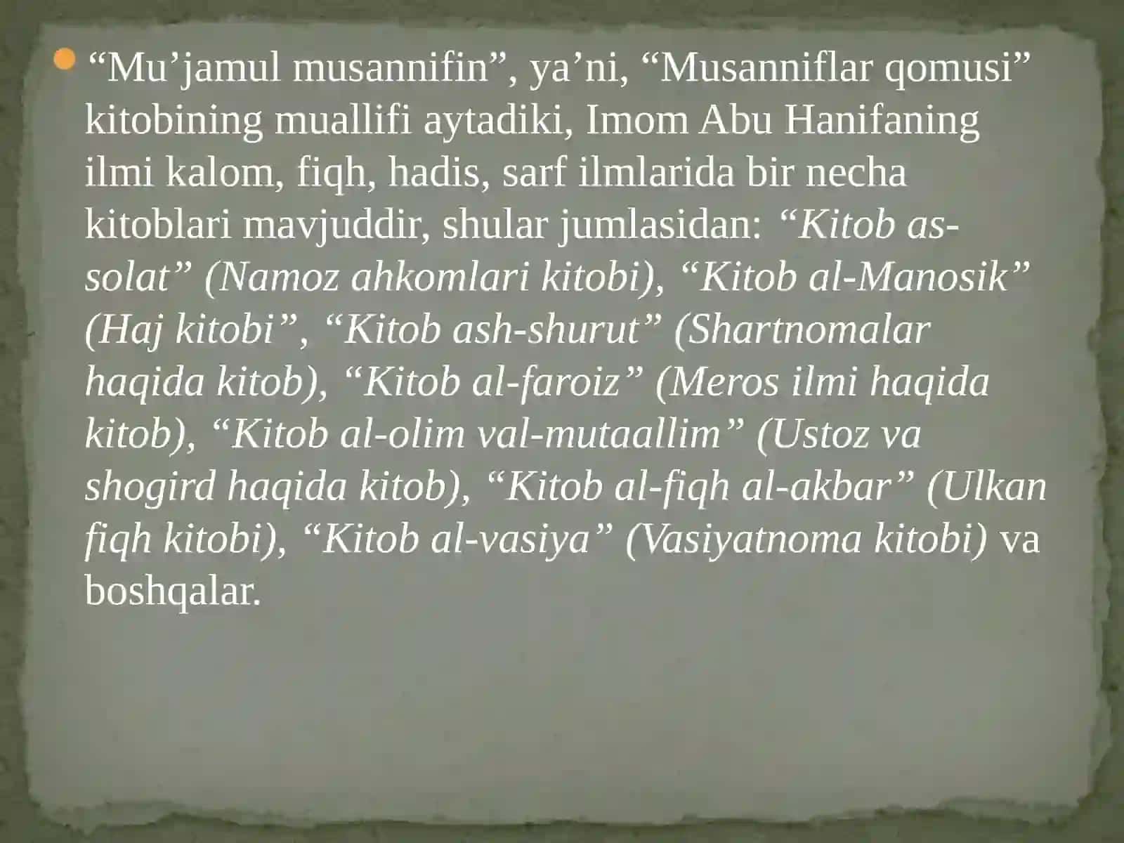 Hanafiylik mazxabining asoschisi Abu Hanifa hayoti va ta’limoti 4