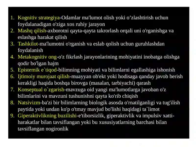Kognitiv rivojlanish: kognitiv jarayonlar nazariyasi 4