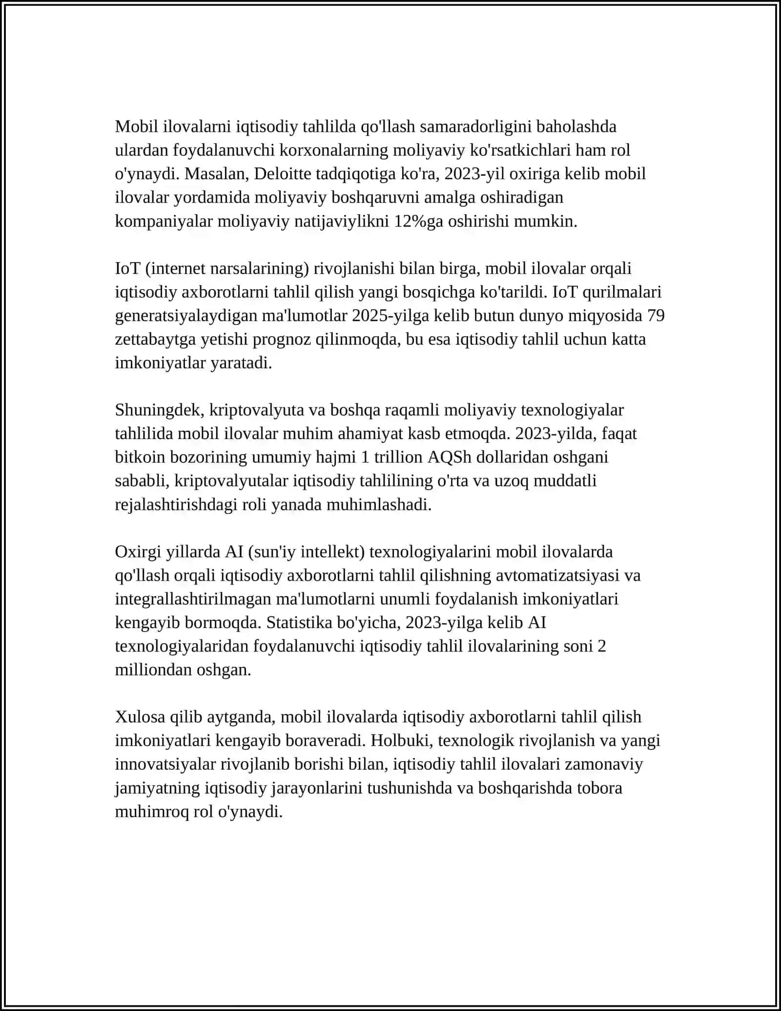 IQTISODIY AXBOROTNI QAYTA ISHLASH UCHUN MOBIL ILOVALARDAN FOYDALANISH 4
