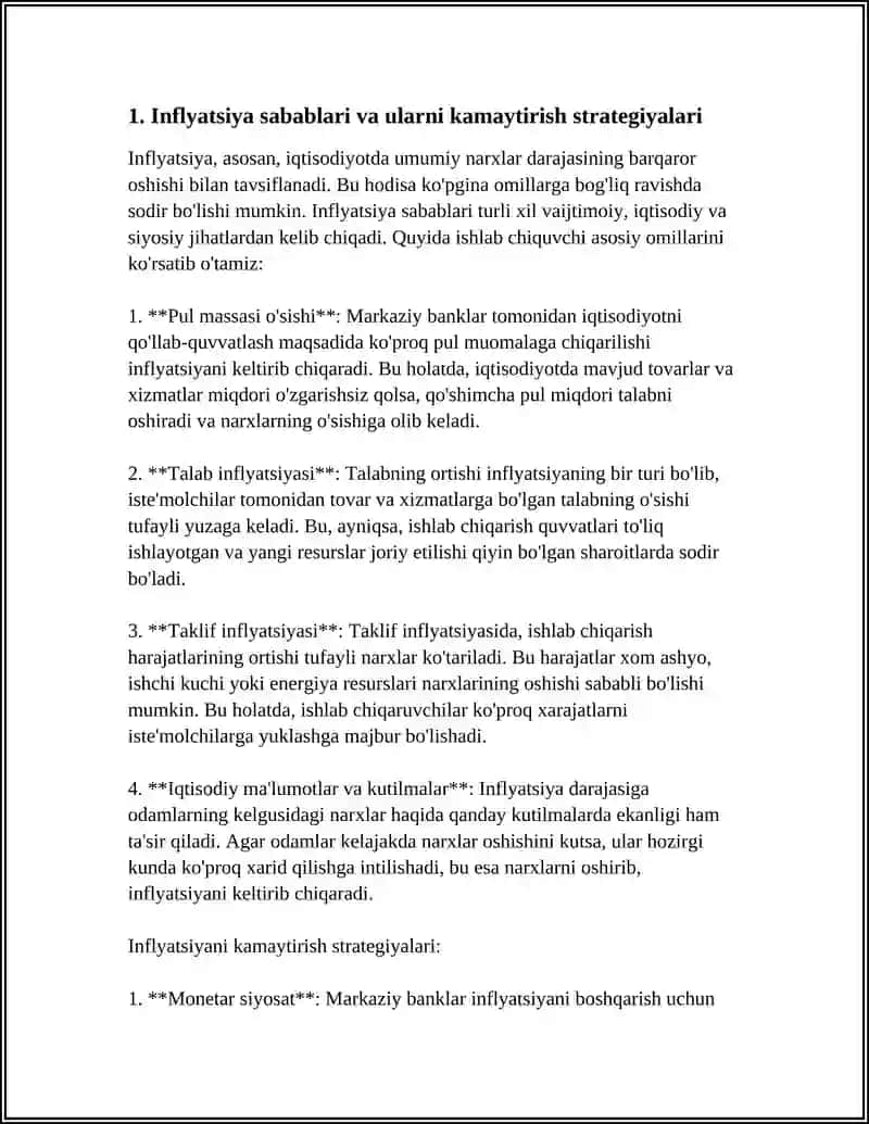 Inflyatsiya sabablari va ularni kamaytirish strategiyalari 4