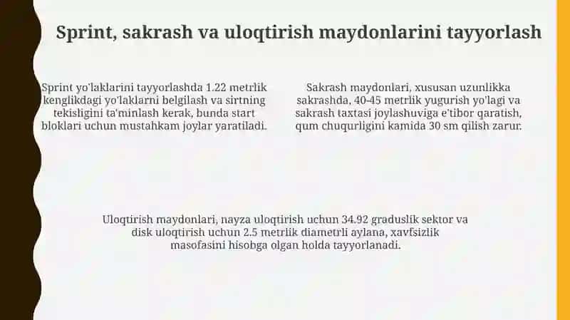 Yengil atletika jihozlarini o'rnatish 4