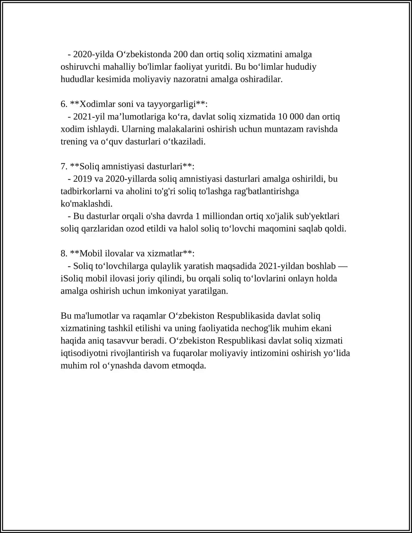 O'ZBEKISTON RESPUBLIKASIDA DAVLAT SOLIQ XIZMATINING TASHKIL ETILISHI VA RIVOJLANISH BOSQICHLARI 4