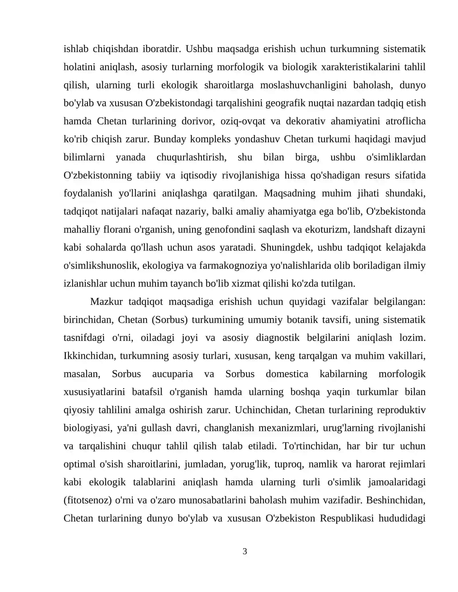 Chetan (Sorbus) turkumi turlarining biologiyasi, ekologiyasi va geografik tarqalishi. 4