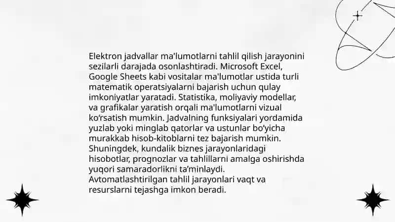 Iqtisodiy axborotni qayta ishlash uchun elektron jadval muharrirlaridan foydalanish 4