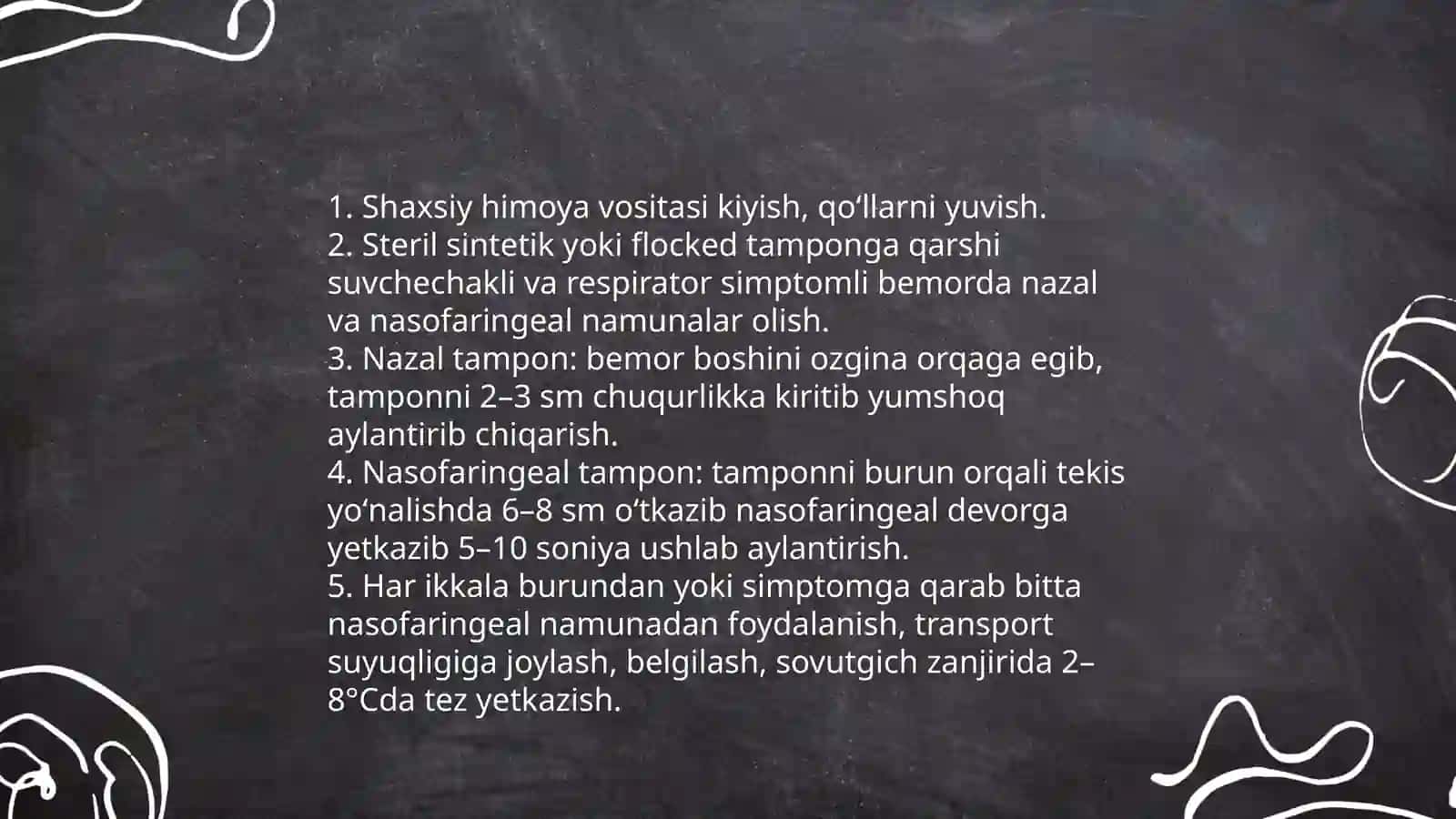 Qizamiq qizilcha suvchechak skarlatina tepki(paratit) Difteriya(boʻgʻma)Koʻkyoʻtal bilan ogʻrigan bemorlarni koʻzdan kechirish burun halqumdan tekshirish uchun material olish 4