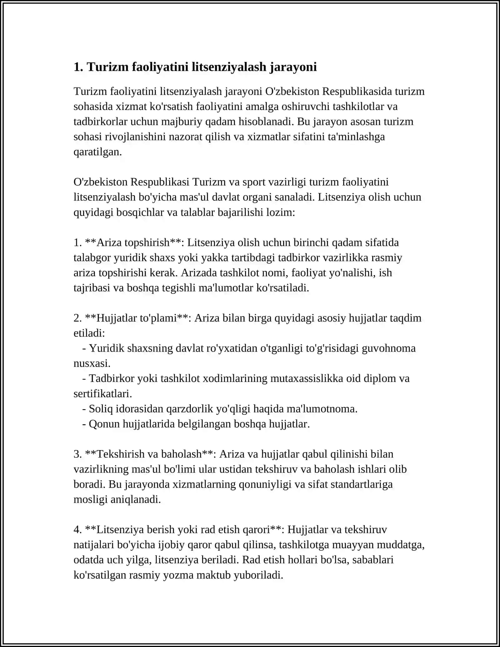 TURIZM FAOLIYATINING DAVLAT TOMONIDAN NAZOARAT QILINISHI 4