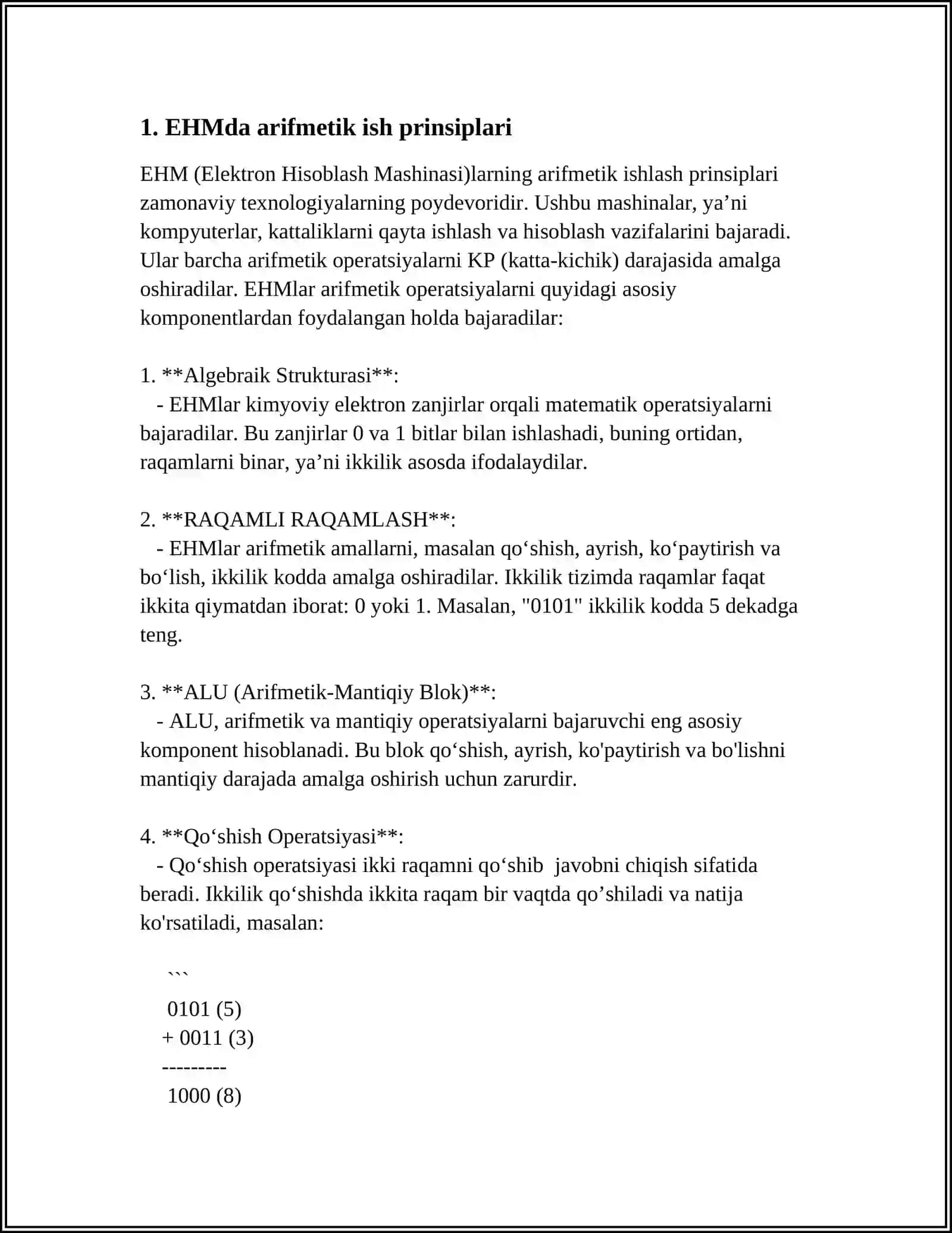 EHMNING ARIFMETIK VA MANTIQIY ISHLASH PRINSIPLARI 4