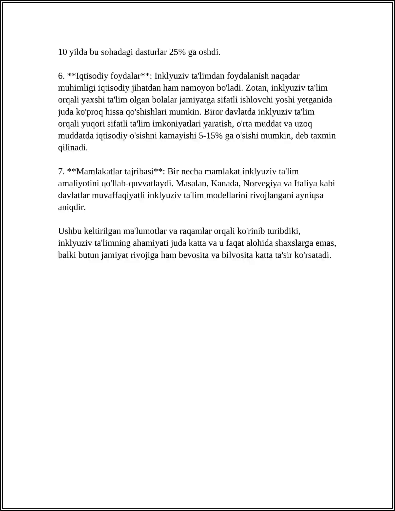 ALOHIDA TAʼLIM EHTIYOJLARI BOʻLGAN BOLALARNI INKLYUZIV TAʼLIM VA TARBIYALASH KONSEPSIYASI 4
