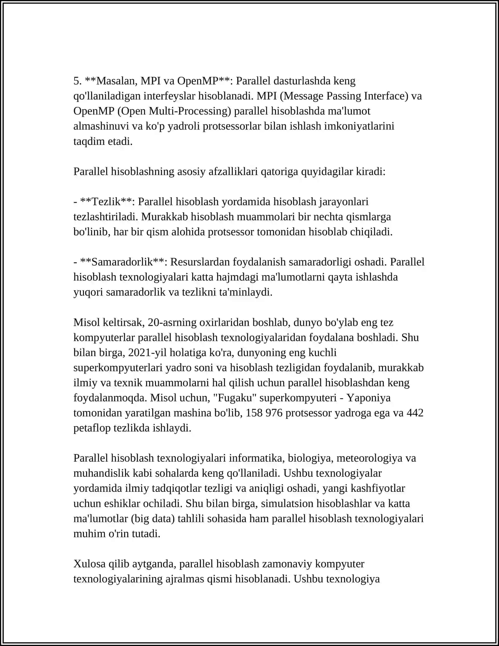 PARALLEL HISOBLASHGA ASOSLANGAN KOMPYUTERLAR VA KOMPYUTER TIZIMLARI 4